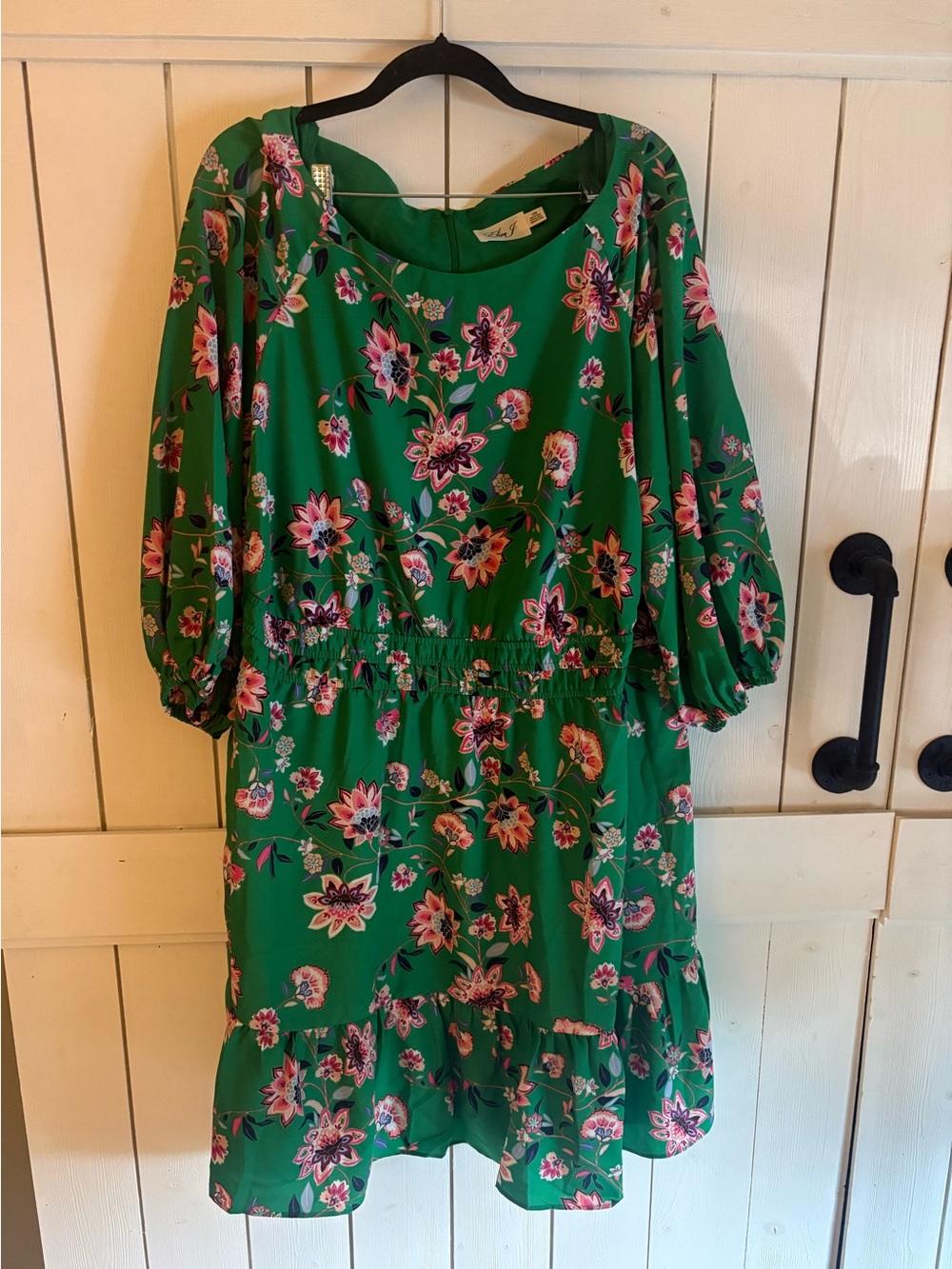 Eliza J Green Floral Ruffle-Hem Dress